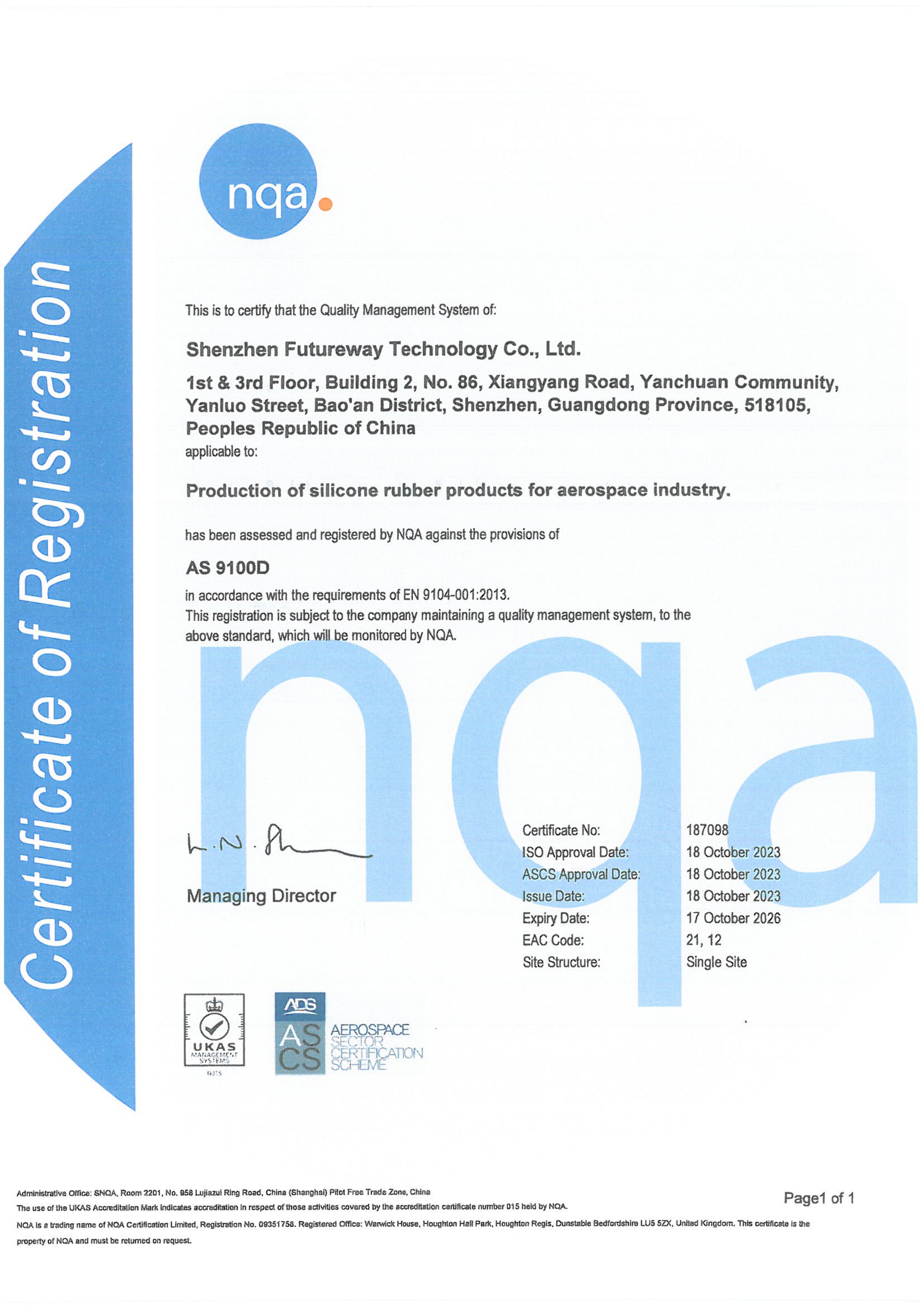 AS9100D Certificate